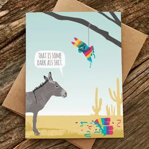 Funny Birthday Card with Envelope, Donkey Pinata Card, Humorous Greeting Card, Perfect Gift for Friends and Family
