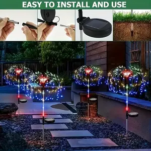 4/ 2 Packaging Outdoor Solar Fireworks Light - DIY Decoration, Used for Routes, Gardens, Courtyards, Parties, Weddings, Festivals, Christmas Decorations, Solar Flooring, Lawn Lights, Halloween Decorative Lights