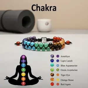 Chakra Stone Beaded Bracelet, 7 Chakra Healing Crystal Beaded Bracelet, Handmade Braided Bracelet, Yoga Meditation Anxiety Relief Bracelet, Crystal Bracelets, Party Gifts