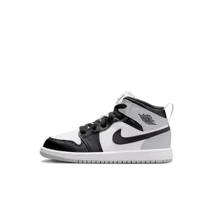 Little Kid's Jordan 1 Mid White/Black-LT Smoke Grey (DQ8424 101)