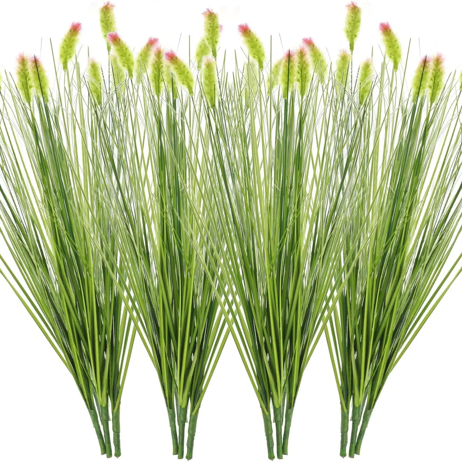 12 Bundles Artificial Plants Onion Grass Outdoor Fake Shrubs Wheat Grass Cattails Faux Ornamental Grass Plastic Fake Greenery UV Resistant Greenery Stems for Indoor Outdoor Garden Home Office Decor Fake Plant Decoration