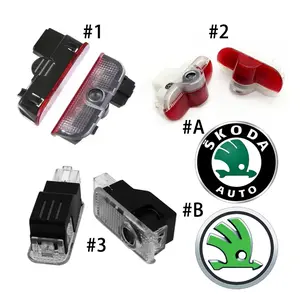 2pcs 3D LED Car Door Logo Welcome Light Projection Laser Ghost Image Shell Lamp for Skoda 2021 Vrs Octavia A4 A5 A7 A8 Mk3 Mk2 Mk1 Car Door Lights