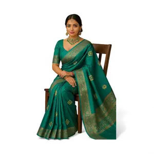 Georgette Silk Saree with Blouse - Perfect for Festive Season and Special Occasions - Green