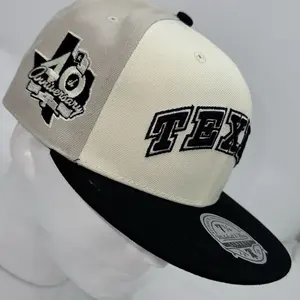 Mitchell & Ness Texas Longhorns 40th Anniversary Cream & Black Fitted 7 3/4 Hat NCAA College Snapback