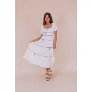 EXCLUSIVE Stay Beautiful Dress - Short Sleeve Maxi with Bow Embellishment, Blue, Pink, or Black - Sizes XXS-6XL