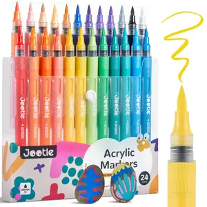 Jootle 24/36 Colors Flexible Tip Acrylic Marker Set, acrylic paint markers, Automatic Ink-Control, Waterproof Flexible Tip Acrylic Markers, Art Supplies, Easter, Acrylic Markers, Markers for Coloring Book, Pen, markers for coloring, coloring markers