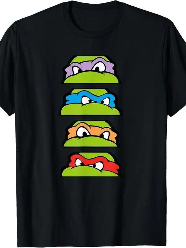 Women's 100% Cotton Crewneck Graphic T-Shirt - Teenage Mutant Ninja Turtles Donatello Raphael Michelangelo Leonardo Print, Casual Streetwear Short Sleeve Top for Women
