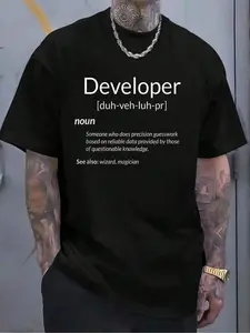 100% Cotton Funny Developers Developer Definition T-Shirt Women's Men's Graphic Tee Crew Neck summer vacation Tops