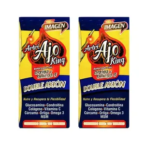 Artri AJO king Reforzado con Ortiga y Omega 3 - 100caps DOUBLE AXION | Glucosamina Condroitina Colageno Vitamina C Cúrcuma Ortiga Omega 3 MSM