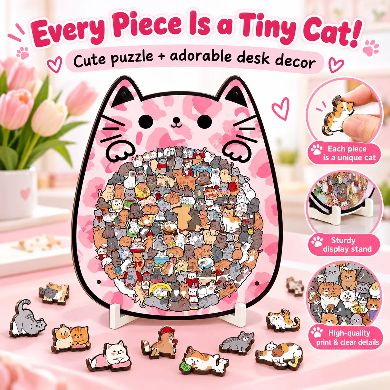 Cozy Shaped Wooden Puzzle 135 Irregular Pieces Wood Puzzles Christmas Gift Kids Educational Toy Stress Relief Room Decor Perfect Gifts for Lovers