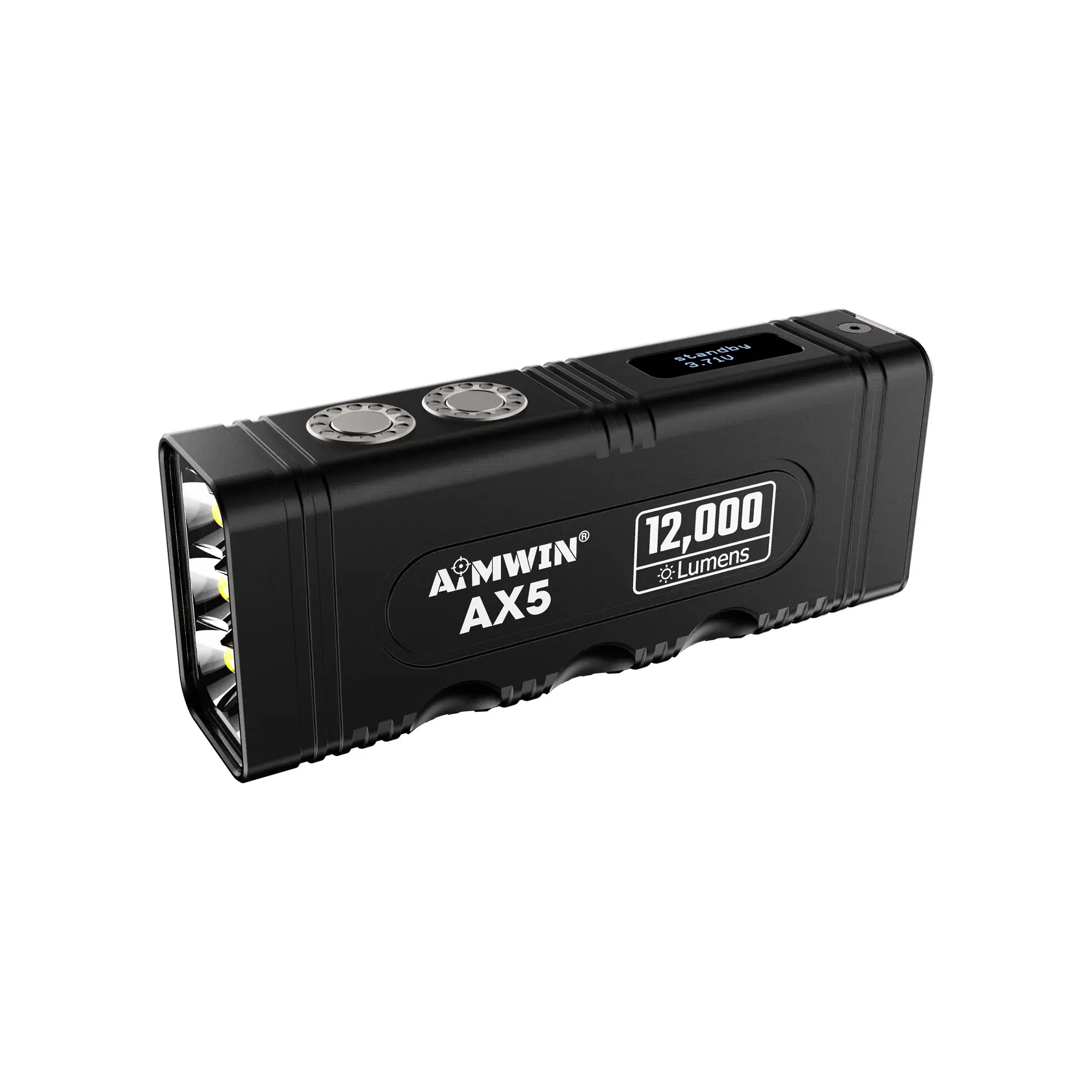 AIMWIN AX5 12,000 Lumen Super Bright Tactical Flashlight, Compact USB-C Pocket Camping Flashligh with Digital Display and Lumentac Charger Adapter, Alternative to Nitecore and Olight, for Outdoor, Camping, Emergencies