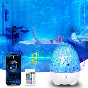 Shower Lights for Inside Shower, 17 Colors RGBW Waterproof Shower Lamp with Bluetooth Speaker, Ocean Wave Projector Light with Remote, LED Ripple Lamp for, Bedroom