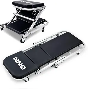 ‎40 Inches 2 IN 1 Rolling Folding Car Creeper Seat 6 Pcs 2" Casters Gray