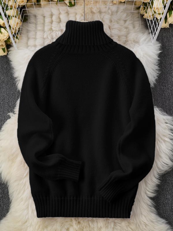 Women's Fitted Long Sleeve High Neck Sweater Knitwear, Casual Style Earth Tone Pullover, Perfect for Fall & Winter, Single Wear or Layering