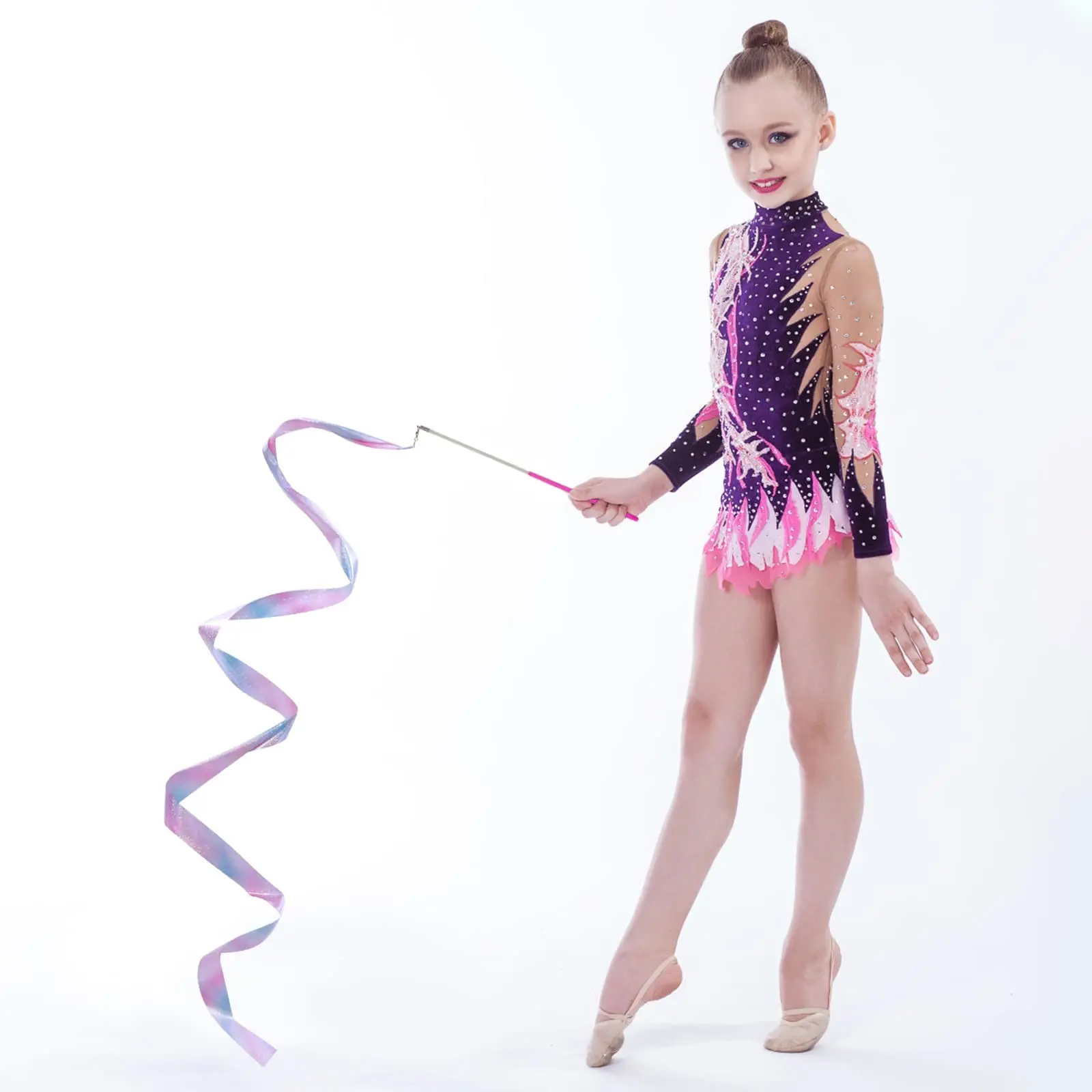2 Meter Sparkle Art Gymnastics Ribbon, Dance Performance Streamer, Children Adult Dragon Silk Belt, Lightweight Fluffy No Fading