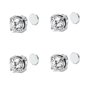 2026 6/8mm Stainless Steel Stud Earrings for Men & Women - Non-Piercing Clip, Luxury Jewelry with Cubic Zirconia