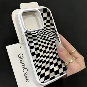 Checkerboard Pattern Phone Case，Geometric Abstract Style for iPhone 17 16 15 14 13 12 11 Plus Pro Max，Cool Gift A10
