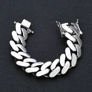 Fashionable men's high gloss Hip Hop jewelry, platinum plated heavy-duty 22mm Cuban chain bracelet