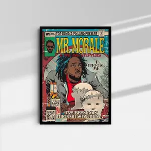 Kendrick Lammar Comic Poster - Kendrick Lammar Wall Art - Mr Morale Album Poster - Rapper Wall Art - Album Cover Poster - Rap Decor