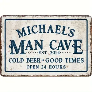 8x12inch Aluminum Funny Michael Man Hole Cold Beer Sign - Humorous Bachelor Party Wall Decoration - 2012 Good Times Open 24 Hours Art Decor for Living Room, Outdoor, and Bar