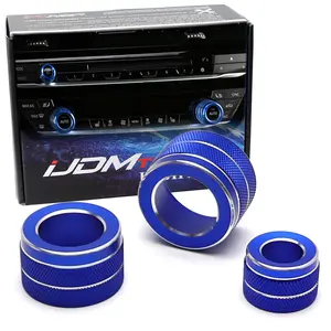 iJDMTOY 3pcs Blue Anodized Aluminum AC Climate Control and Radio Volume Turner Ring Covers For 2017-up BMW G30/G31 5 Series