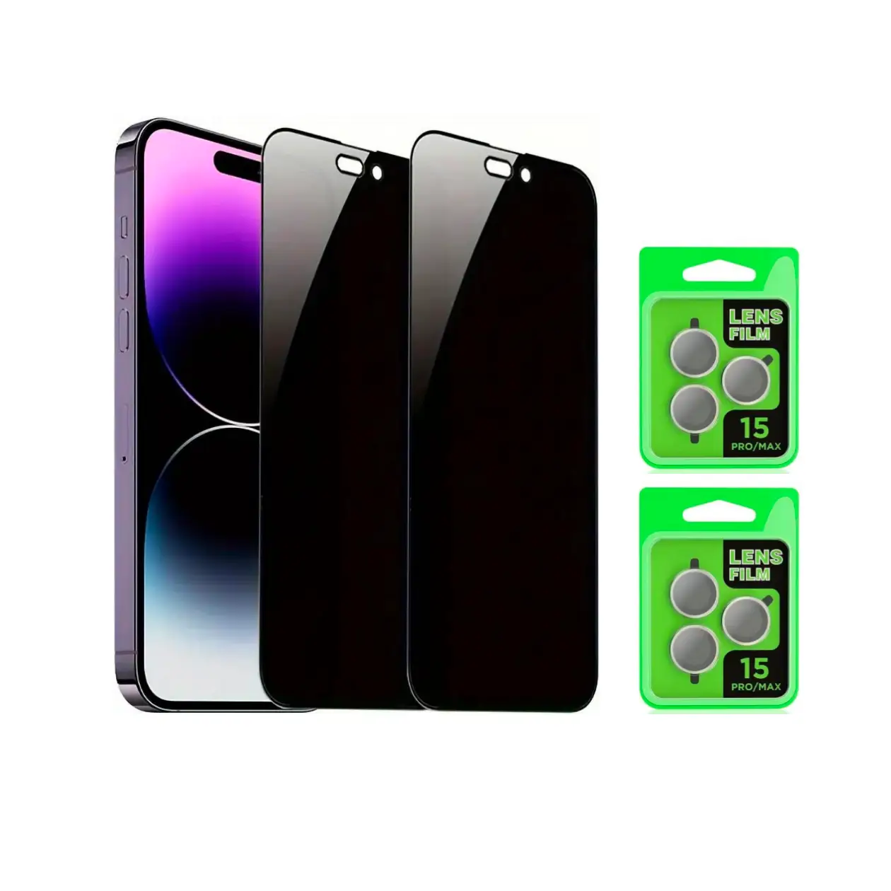 [2+2 Pack] iPhone 17/16/15/14/13 Privacy Screen & Camera Lens Protectors - 30° Anti-Spy, 9H Anti-Scratch Tempered Glass, 2.5D Edge, Bubble-Free 10s In