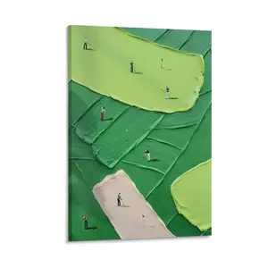 Abstract Golf Course Art Print Textured Green Landscape, Modern Sports Decor, Poster Decor