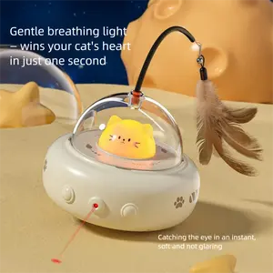 Automatic Cat Toy for Bored Cats – Smart Motion Activated Teaser with Feather & Laser, Rechargeable Self-Play Toy, Auto Standby & Touch Wake-Up, Durable & Silent, Perfect for Kittens & Indoor Cats
