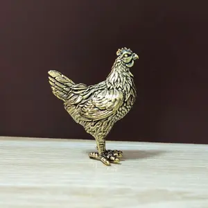 Creative Brass Hen Home Living Room Tea Pet Decoration Ornaments Copper Craft Gift, Unique Decorative Figurine for Home & Office