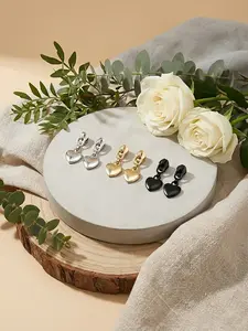 Y2K Punk Style Heart Zipper Design Stud Earrings, Zinc Alloy Daily Party Valentine's Day Gift, Elegant Iron Chain, All Seasons