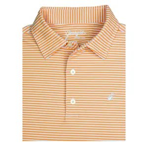 Striped Performance Polo Peach Fabric Menswear Top Classic Embroidered Peach Polyester Spandex Shirts Stretch Casual