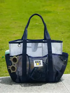 Beach Pool Travel Handbag, Large Capacity Mesh Swimsuit Towel Bag, Sand-Resistant Beach Bag, Multi-Pocket Family Vacation Essential