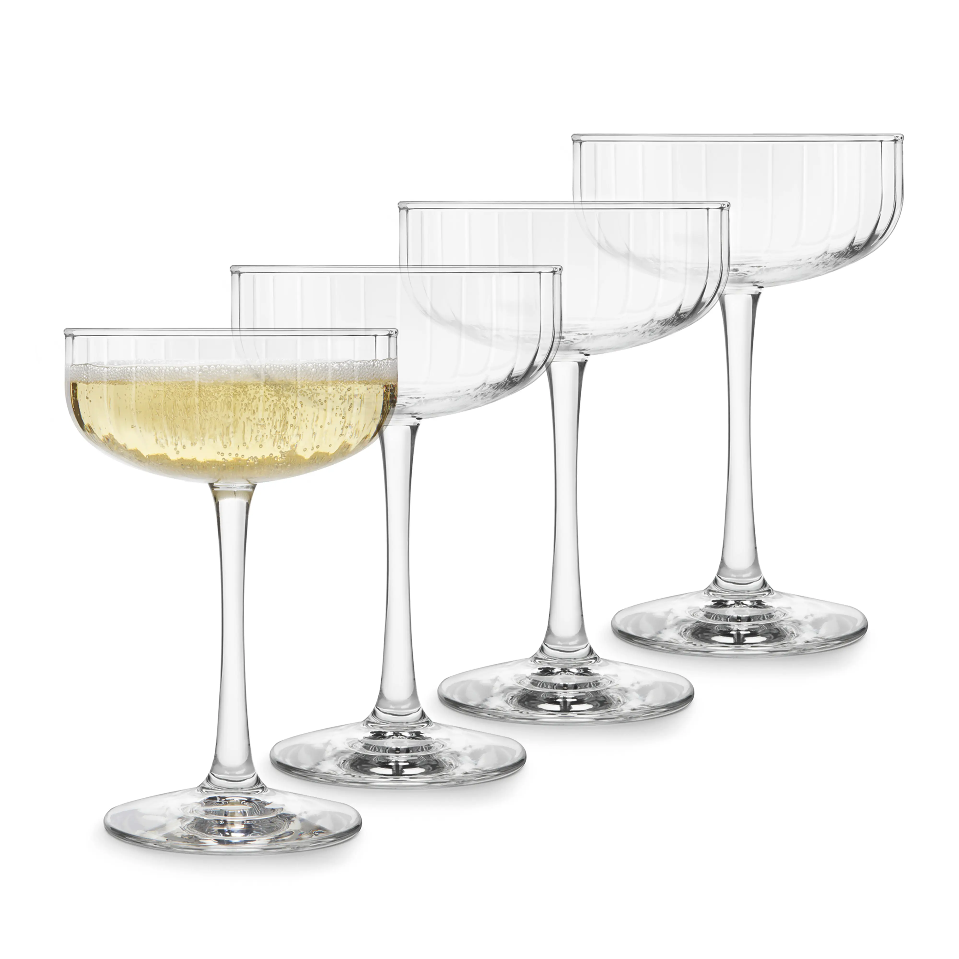 Libbey Paneled Cocktail Coupe Glasses, 8 Oz Stemmed, Set of 4 Libbey Paneled Cocktail Coupe Glasses, 8 Oz Stemmed, Set of 4