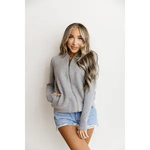 Ampersand Avenue Quilted Bomber Jacket - Grey