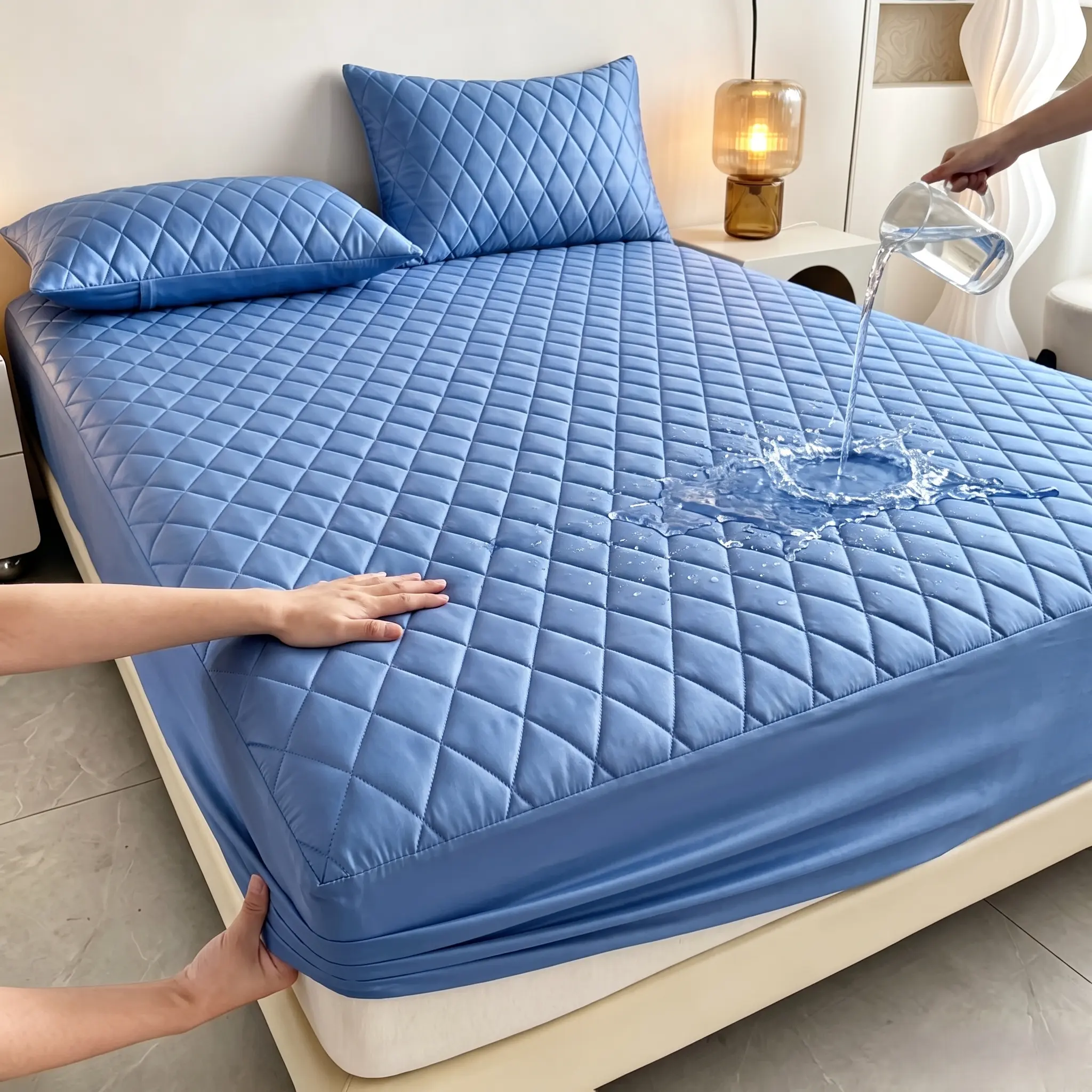 Diamond Quilted Waterproof Mattress Protector Set – 16" Deep Pocket, Soft & Breathable – Machine Washable – Great for Home & Hotel – Twin/Full/Queen/King core comfort impermeable durable