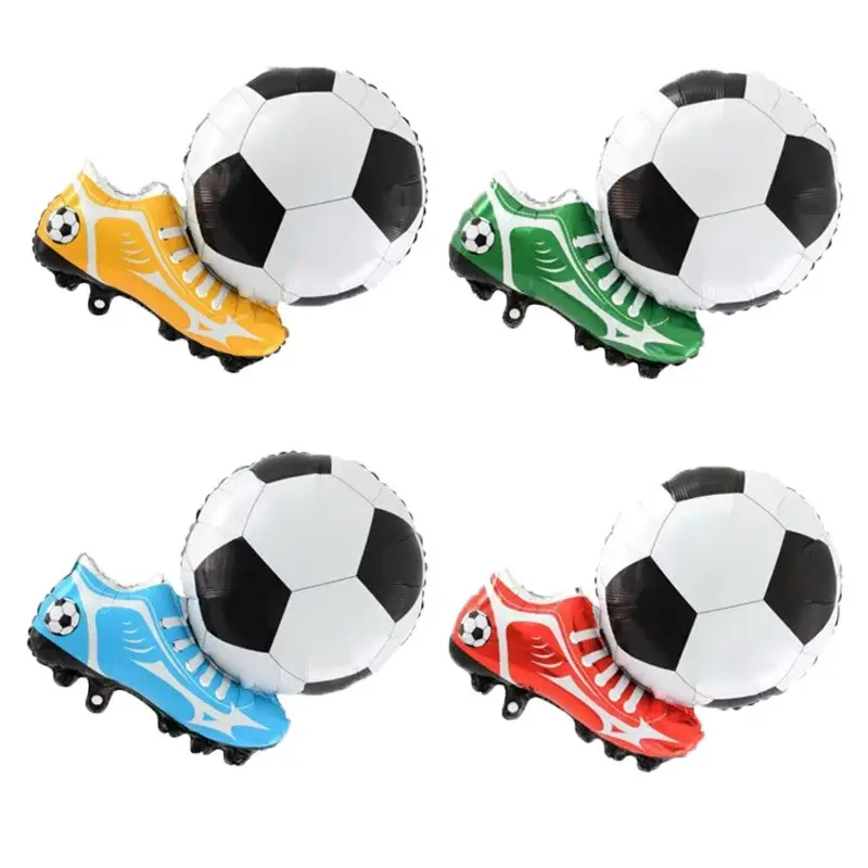 4pcs 30 Inch Football Shoe Aluminum Foil Balloons, Soccer Theme Party Balloons Decorations Home Decor Props, Indoor Theme Decoration Atmosphere Creation Setup