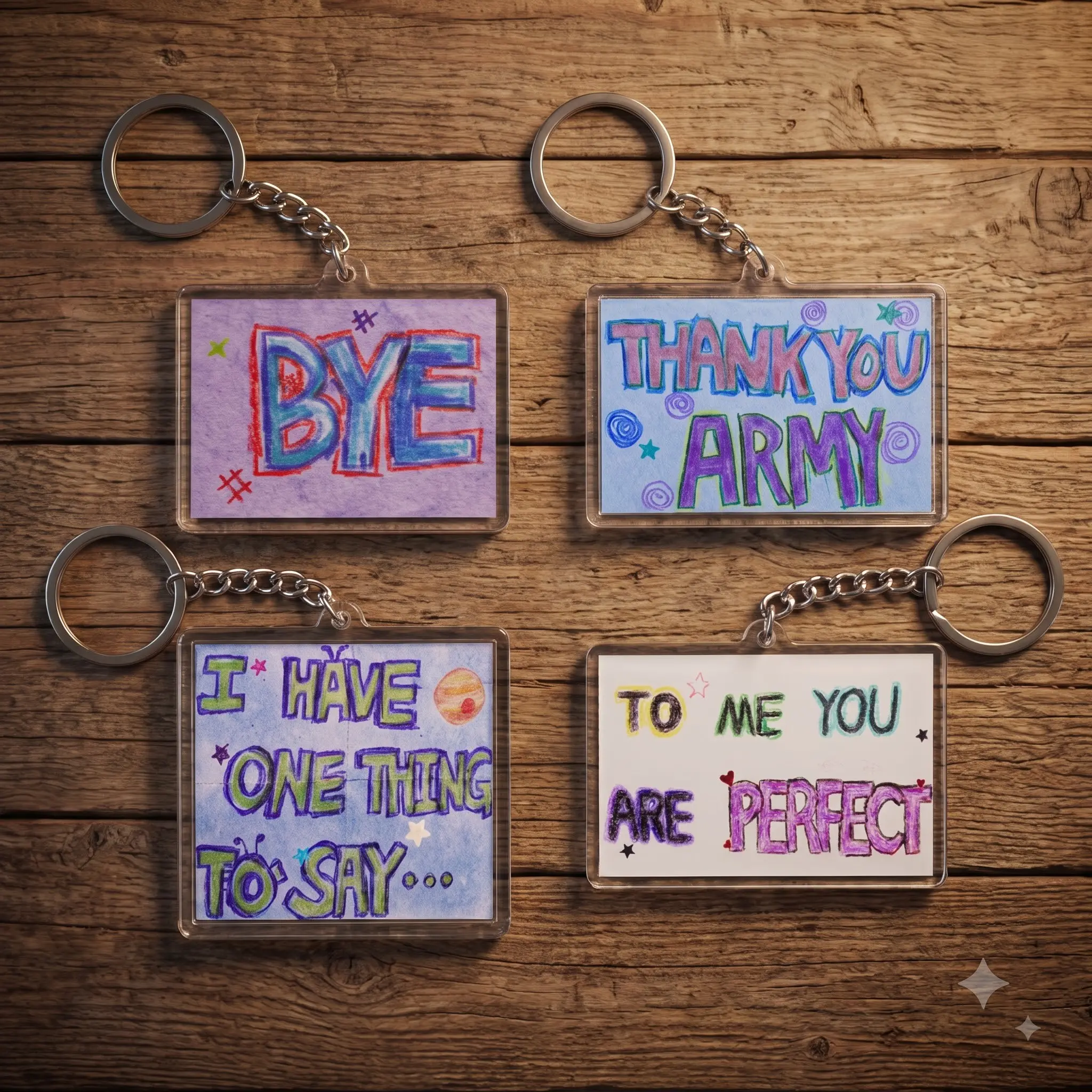 [KeyChain] Kpop Fan Message Keychain, Purple Love Acrylic Keychain, Music Fan Gift