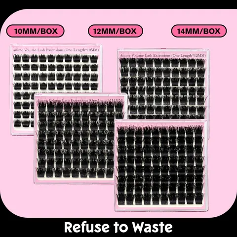 zanlufly D-Curl Thick Volume Cluster Lashes Set, 10MM-16MM Individual Eyelashes Extensions, Synthetic Dramatic Lashes for DIY Makeup, False Eyelashes & Adhesives Compatible (TikTokShopBlackFriday)