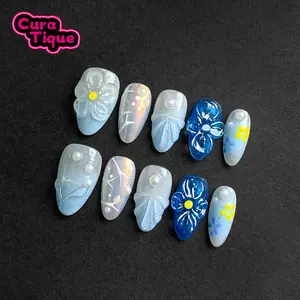 CuraTique | Pixie Melt 10PCS Handmade Press On Nails REUSABLE 3D Gel spring/summer 2025 / Prom