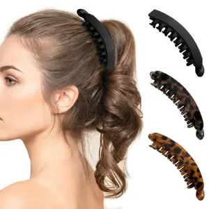 3 Pcs Banana Hair Clip for Thin to Thick Hair Ladies,Clips for Women Girls,Non Slip Bana Hair (Coffee Amber,Cream Amber,Bright Black and Matte Tortoise Shell)