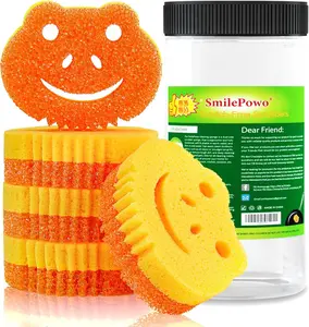 Smilepowo 5 Pack Scrub Sponge, Dual-Sided Temperature Controlled Kitchen Sponge for Dishes, Frog Bulk Sponges Household Cleaning Pads,Multi-Functional Premium Cleaning Sponges SmilePowo