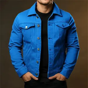 Men's Fashion Casual Denim Jackets Spring Autumn Solid Turn Down Collar Streetwear Jean Outwear Coats Male Daily Denim Jacket Menswear Tops Long Sleeve Beige