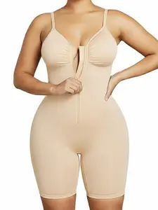 Women's Bodycon Romper with Zipper Closure, Sleeveless Design, Beige Color, Comfortable Fit