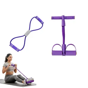 Figure 8 Resistance Band 4-Tube Pedal Puller Arm Leg Strengthening Tool,Sit up Exercise Equipment Home Gym Tummy Trainer for Men Women