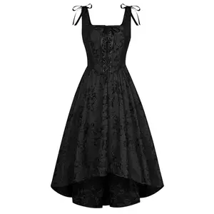 Scarlet Darkness Renaissance Costume Women Jacquard Victorian Gothic Dresses Black Jacquard Size 12
