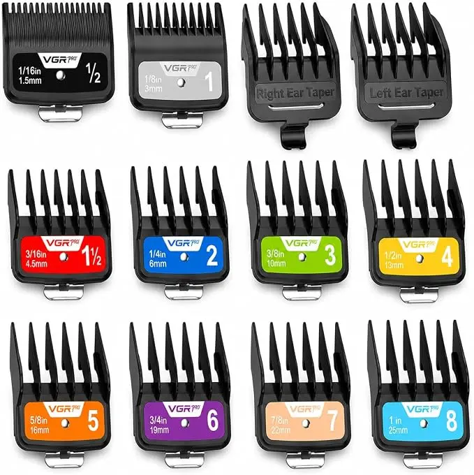 VGRPRO Professional Hair Clipper Guards, Color Coded Hair Cutting Guides from 1/16” to 1”, Replacement Barber Guards Compatible with Most Hair Clippers