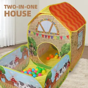 Kids' Garden Villa Tent with Ball Pit | Large Portable Foldable Yellow Playhouse | Pop-Up Castle Tent | Outdoor Party & Beach Toy | Holiday Gift (Birthday/Christmas/Thanksgiving/Halloween) | No Accessories, Lights or Balls