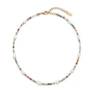 Beach Choker Necklace for Women, Cowrie Shell & Starfish Beaded Necklace, Boho Summer Jewelry