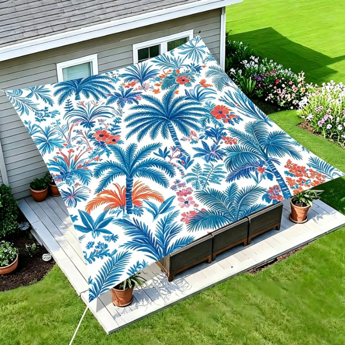 Psychedelic Mandala Polyester Tarp, 71.65x71.65 in Casual Outdoor Sun Shelter for Patio, Beach Party & Camping, Lightweight, Sunshades For Patio, Decorative, Square, Fold-Up, 71.65×71.65 Inch(182×182Cm), Vivid Psychedelic Mandala Rainbow, Sun Protection