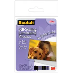 3M  Laminating Pouches 2"X3" 5/Pkg
